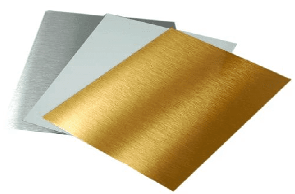 Gold, silver and white aluminium sheets